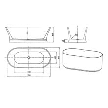 Hampton Gloss White Oval Acrylic Freestanding Bath with Overflow